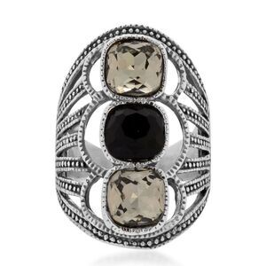 Ring Black and Gray Glass Stainless Steel …